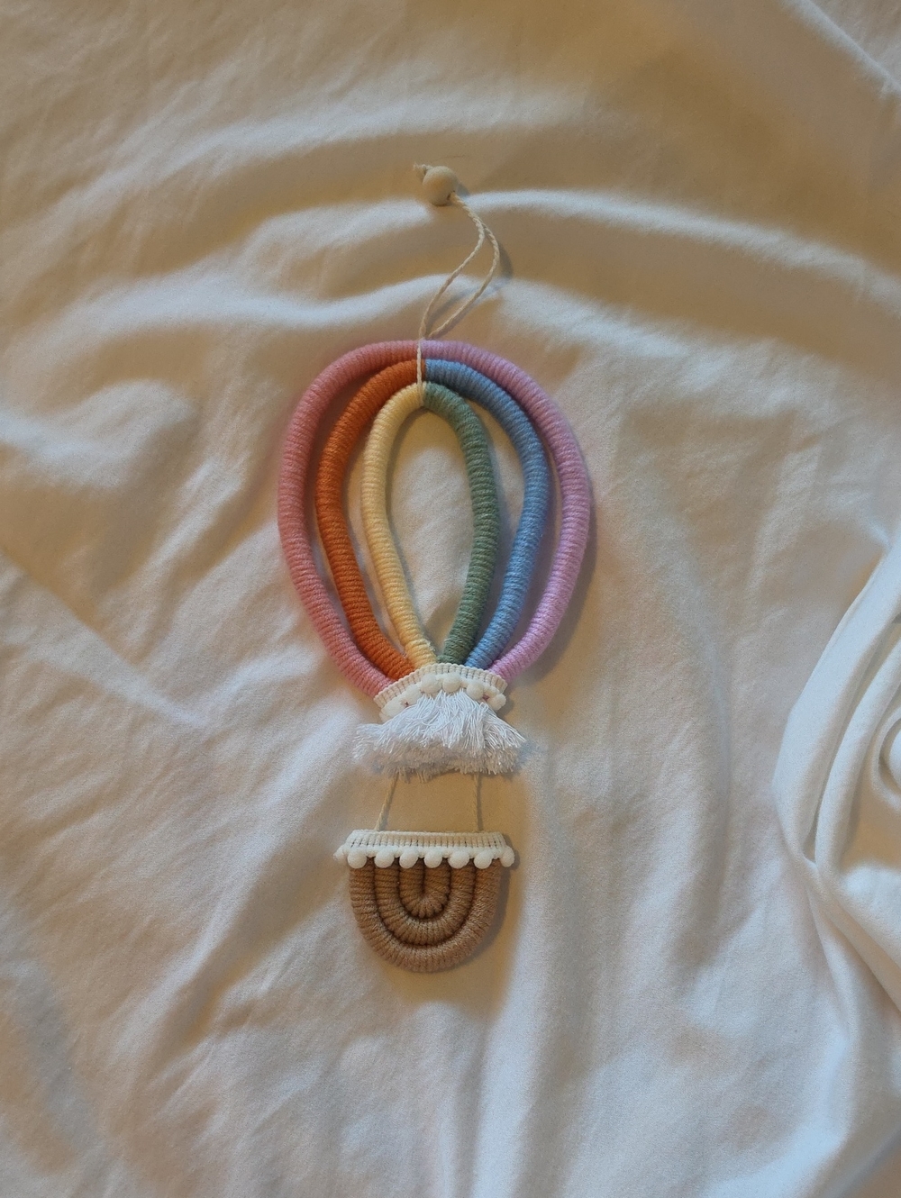 Rainbow Hot Air Balloon Wall Hanging - Multicolor Kids Decor